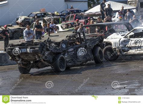 Wrecked Cars During Demolition Derby Editorial Stock Image Image Of