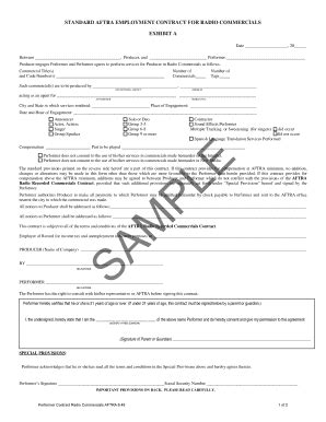 Fillable Online STANDARD AFTRA EMPLOYMENT CONTRACT FOR RADIO