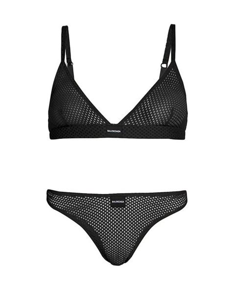 Balenciaga Synthetic Mesh Sporty 2 Piece Bikini Set In Black Lyst