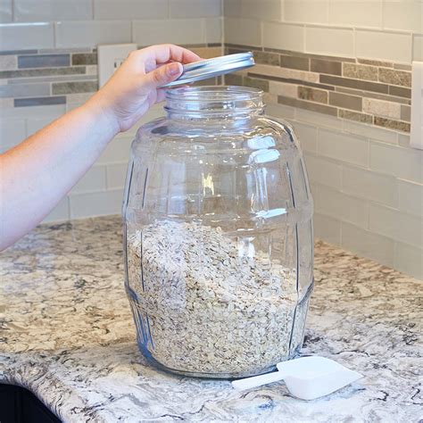 Anchor Hocking Gallon Glass Barrel Jar With Brushed Aluminum Lid