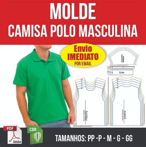 Molde Camisa Polo Masculina Camiseta Modelagem Pdf Corel Ilustrei Studio