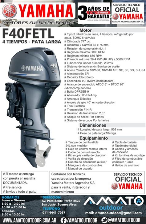 Motor Fuera De Borda Yamaha Hp Tiempos F Fetl Pata Larga Arranque