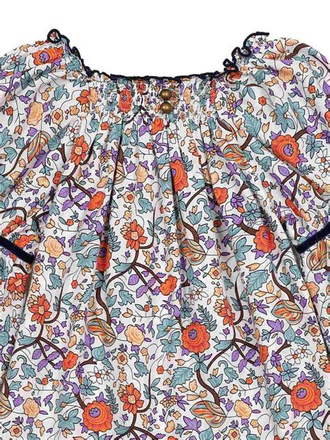 Blouse Fleurie Liberty Orange Lilas Pour Fille CHIMENE LA FAUTE A