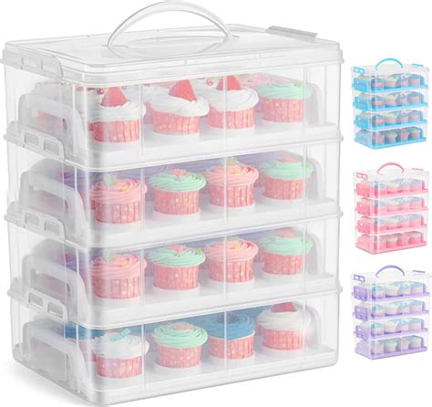 Oypla Pink 3 Tier 36 Cupcake Plastic Carrier Holder Storage Container