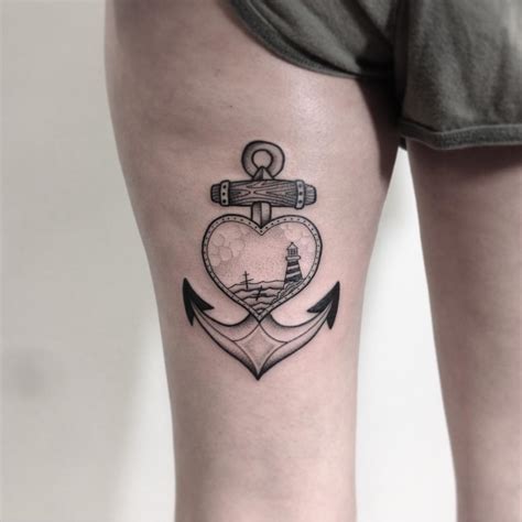 Black anchor and heart tattoo - Tattoogrid.net