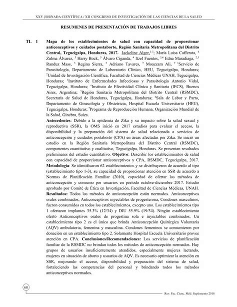 PDF RESUMENES DE PRESENTACIÓN DE TRABAJOS LIBRES TL 1 Mapa de