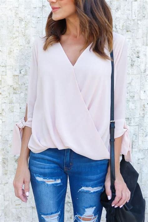 V Neck Plain Blouses Fashion Classy Blouses Blouse Outfit Casual