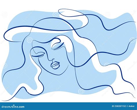 Abstract Minimal Woman Face Continuous One Line Drawing Stock Vector Illustration Of Lady