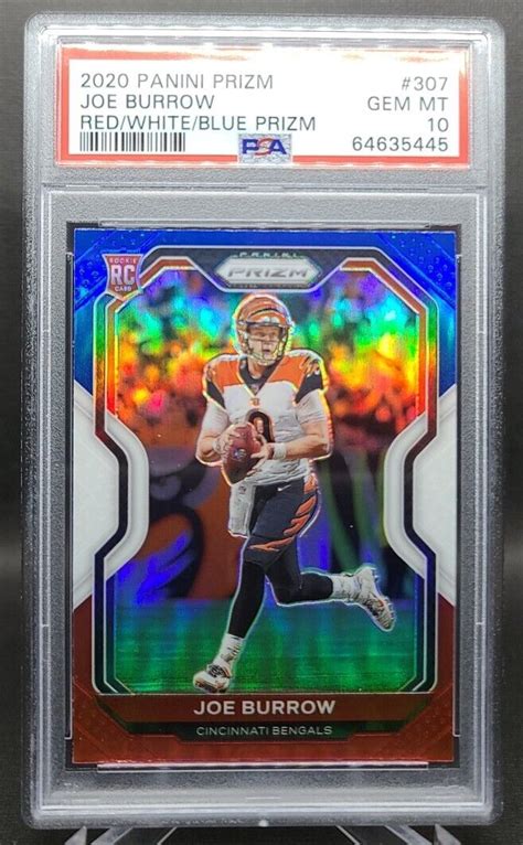 Panini Prizm Joe Burrow Rc Red White Blue Prizm Psa Ebay