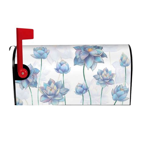 Bingfone Pale Blue Lotus Flowers Magnetic Mailbox Cover Standard Size