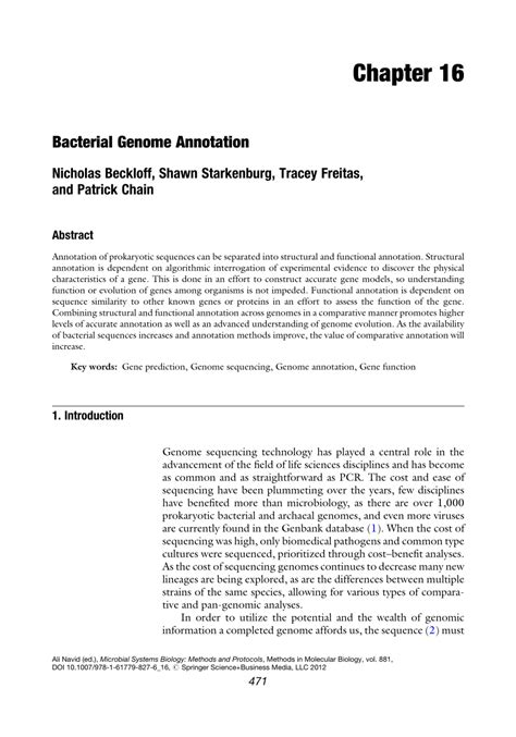 Pdf Bacterial Genome Annotation