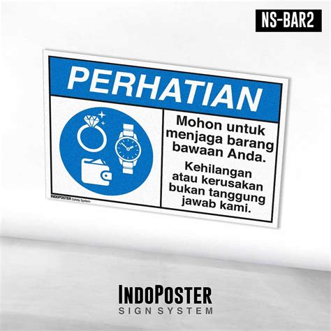 Jual Stiker Safety Sign Rambu K3 ANSI Jaga Barang Bawaan Anda