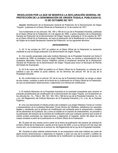 RESOLUCION POR LA QUE SE MODIFICA LA DECLARACIÓN GENERAL DE