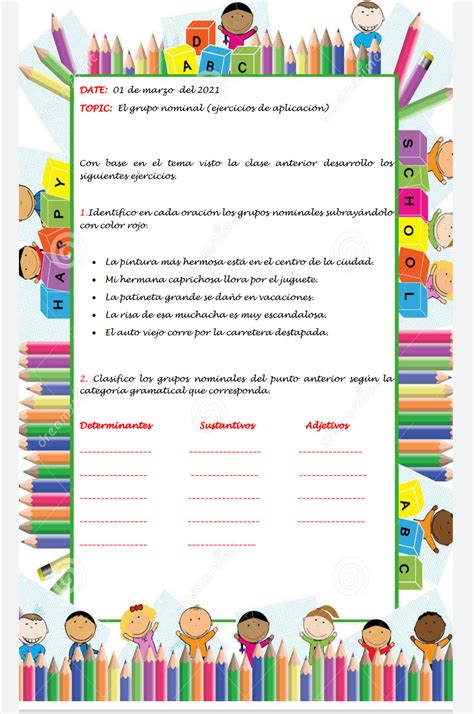 Ejercicios Del Grupo Nominal 4 Primaria Soluciones PDF