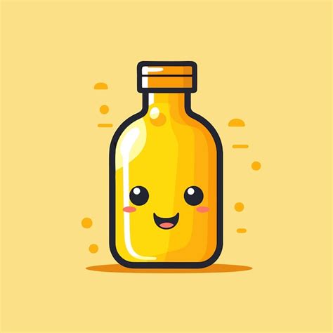 Ein Cartoon Einer Gelben Flasche Mit Einem Smiley Darauf Premium Vektor