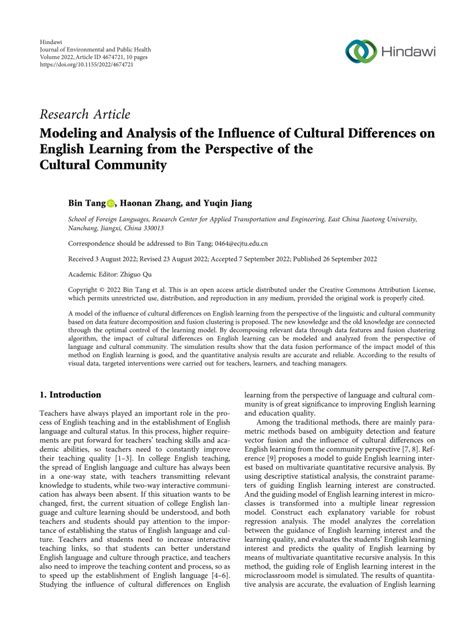 PDF Modeling And Analysis Of The Influence Of Cultural Differences On