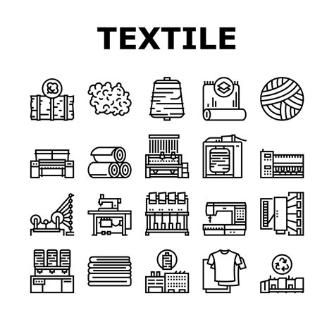 Textile Production Collection Icons Set Vector 18780893 Vector Art At