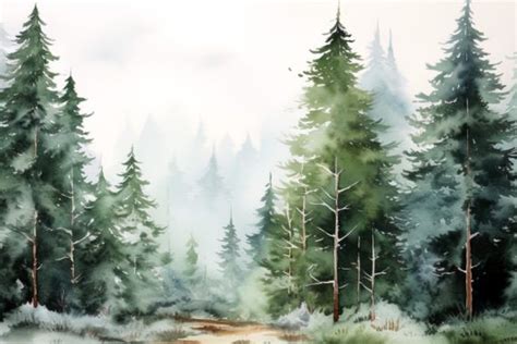 Watercolor Forest Landscape Graphic by Art's and Patterns · Creative Fabrica