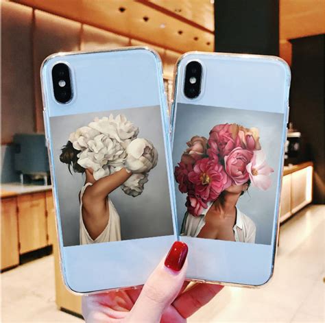 Jukpop Art Harajuku Aesthetics Sexy Flowers Feather Print Silicone Phone Case For Iphone Xs Max