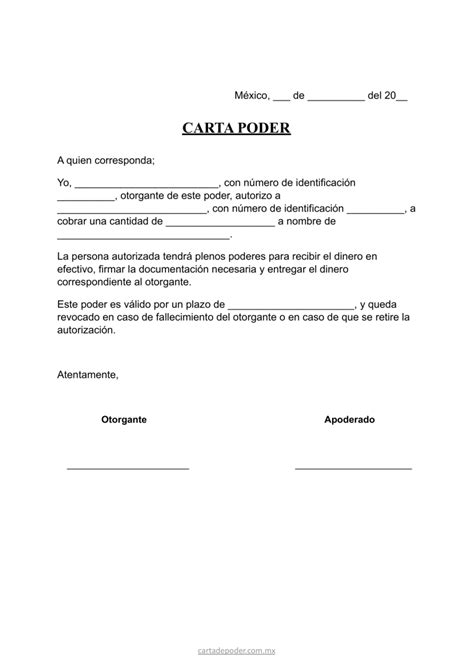 ᐅ Carta Poder Simple para Cobrar Dinero Ejemplos