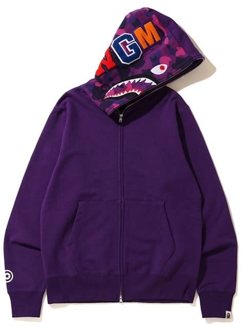 Bape Shark Full Zip Hoodie Purplepurple Ss20