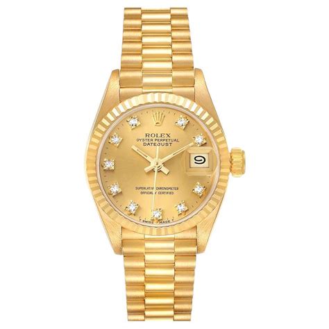 Rolex President Datejust Yellow Gold Diamond Ladies Watch 69178 For Sale At 1stdibs