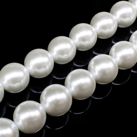 Glass Pearl Round Beads 12mm Pure White Craft Hobby And Jewellery Supplies Totally Beads