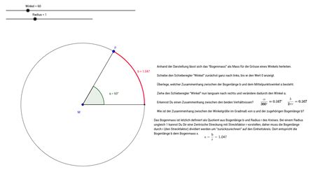 Bogenmass Geogebra