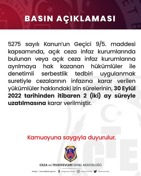 Ceza ve Tevkifevleri Genel Müdürlüğü on Twitter 5275 Sayılı Kanun