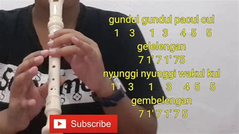 Not Angka Lagu Gundul Gundul Pacul Recorder Cover Youtube