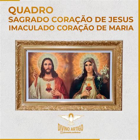 Quadro Sagrado Cora O De Jesus E Imaculado Cora O De Maria Divino Ba