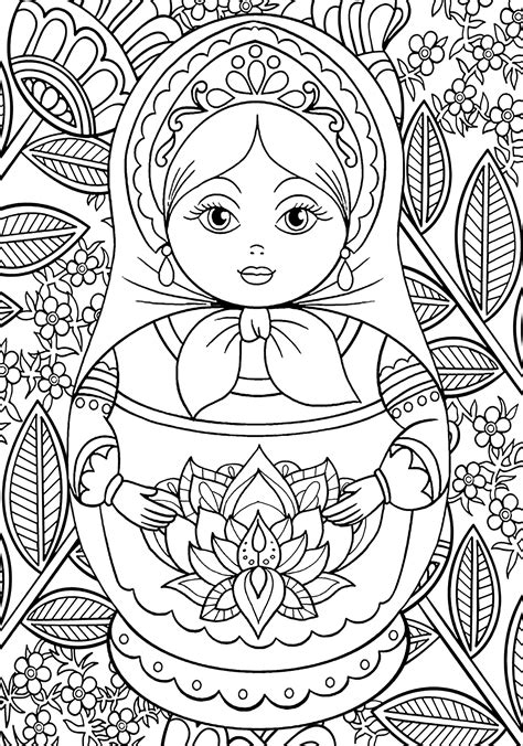 Boneca Russa Flores Folhas Bonecas Russas Desenhos Para Colorir