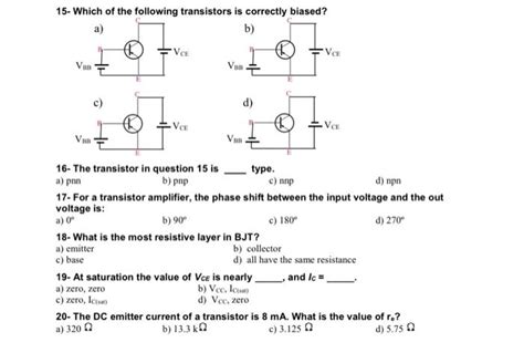 Solved 15 Which Of The Following Transistors Is Correctly