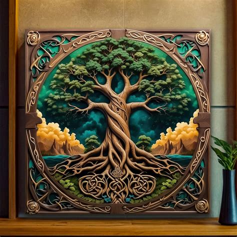 Tree Of Life Canvas Wall Art Yggdrasil Artwork Print Norse Mythology