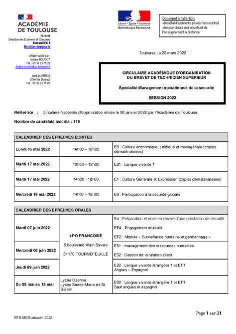 Bts Management Op Rationnel De La S Curit Page Sur