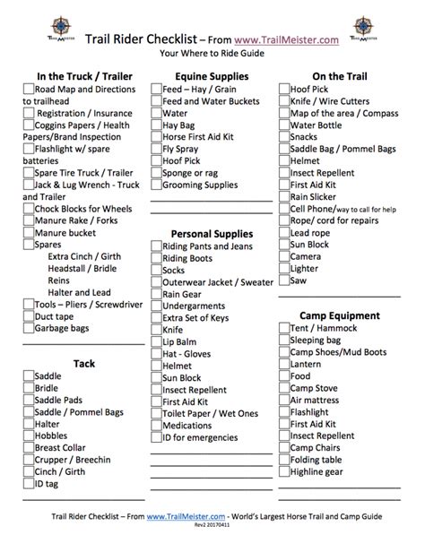 Printable Nature Trail Checklist