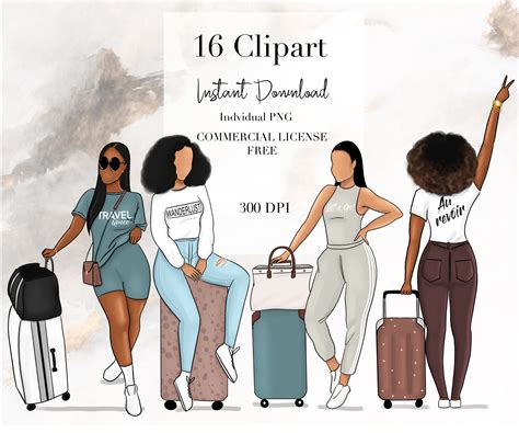 Travel Clipart Fashion Clipart Digital Sticker Traveling Etsy