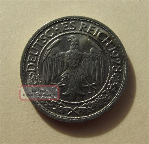 1928 G Germany Weimar Republic 50 Reichspfennig Coin Km 49