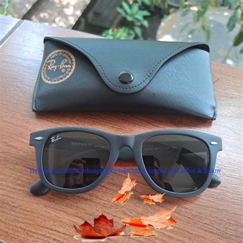 Jual Kacamata Rayban Wayfarer Frame Hitam Doff Kaca Hitam Sz 50