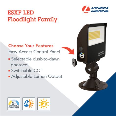 Lithonia Esxf1 Alo Sww2 Ky Ddb M2 34w Led Floodlight Selectable Lumens 1500 5000 Switchable