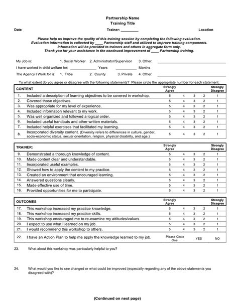 Workshop Evaluation Form Workshop Evaluation Form Doc Discover A