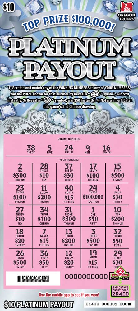 Platinum Payout Lottery Scratch Tickets Oregon Lottery