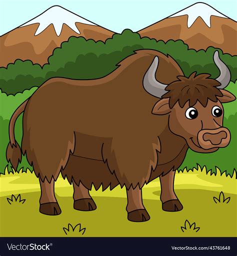 Yak animal colored cartoon Royalty Free Vector Image