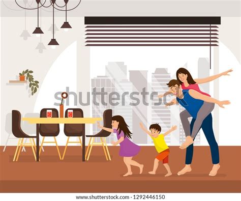 Family Enjoying New Home Cartoon Vector Stock Vector (Royalty Free) 1292446150 | Shutterstock