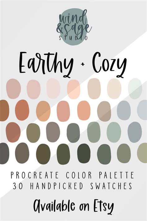 Earthy Cozy Fall Procreate Color Palette Hygge Themed Color Swatches