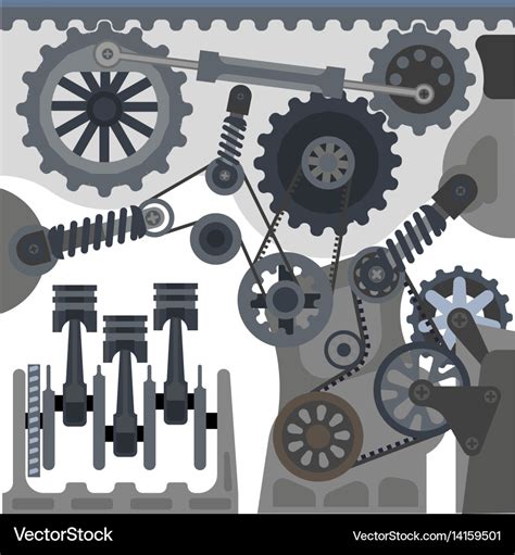 Car engine mechanism automobile motor Royalty Free Vector