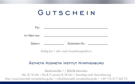 Gutschein F R Kosmetikbehandlungen Sthetik Kosmetik Institut Nymphenburg