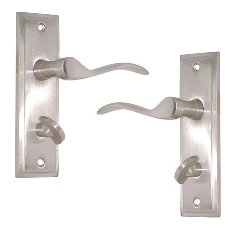 Satin Nickel Effect Internal Scroll Bathroom Door Handle Set Diy At Bandq