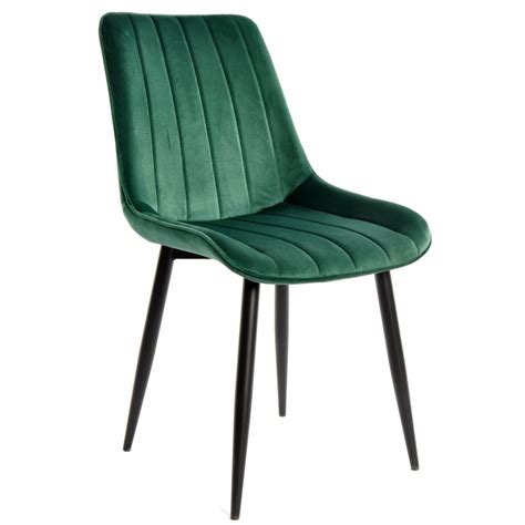 Silla Yugo Metal Negro Tapizado Velvet Verde