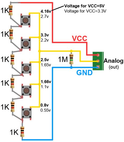 Bouton joystick 5 positions sur une seule entrée Arduino MCHobby Le